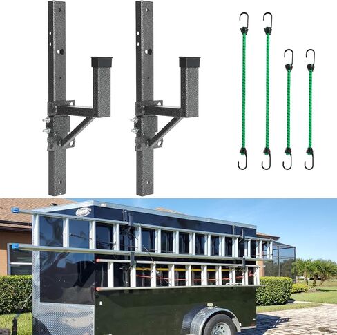 Aluminum Side Mount Trailer Ladder Rack, Lightweight Rustproof Adjustable Ladder Rack for Open and Enclosed Trailer Exterior Side Wall, 150 LBS Capacity - Carry 1 Ladder in Saudi Arabia