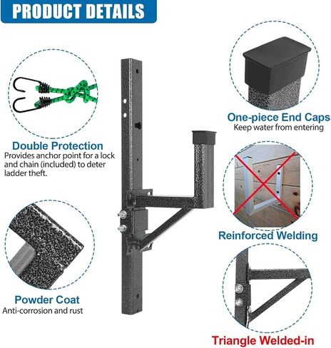 Aluminum Side Mount Trailer Ladder Rack, Lightweight Rustproof Adjustable Ladder Rack for Open and Enclosed Trailer Exterior Side Wall, 150 LBS Capacity - Carry 1 Ladder in Saudi Arabia