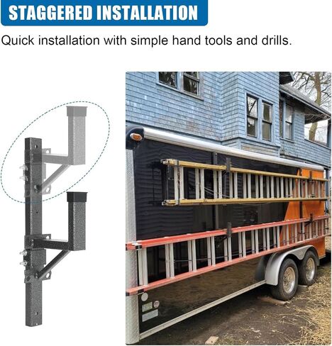 Aluminum Side Mount Trailer Ladder Rack, Lightweight Rustproof Adjustable Ladder Rack for Open and Enclosed Trailer Exterior Side Wall, 150 LBS Capacity - Carry 1 Ladder in Saudi Arabia
