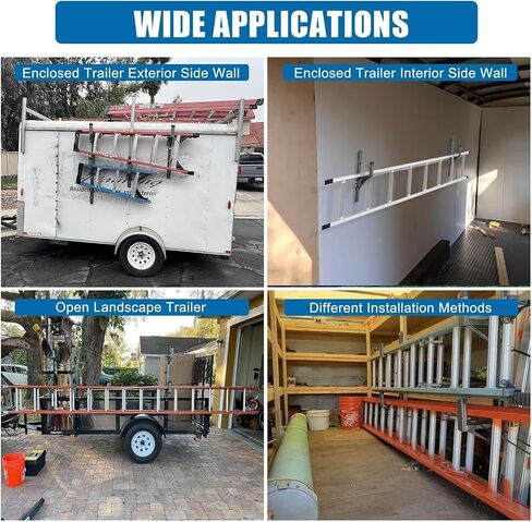 Aluminum Side Mount Trailer Ladder Rack, Lightweight Rustproof Adjustable Ladder Rack for Open and Enclosed Trailer Exterior Side Wall, 150 LBS Capacity - Carry 1 Ladder in Saudi Arabia
