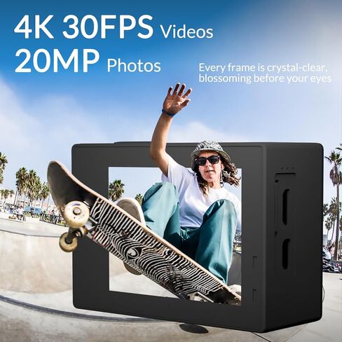 icefox Action Camera 4K Underwater Camera External Microphone Waterproof 40M Ultra HD 20MP Camera 170 ° Ultra Wide Angle WiFi Camcorder, Gray in Kuwait