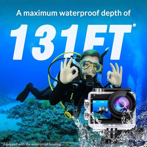 icefox Action Camera 4K Underwater Camera External Microphone Waterproof 40M Ultra HD 20MP Camera 170 ° Ultra Wide Angle WiFi Camcorder, Gray in Kuwait