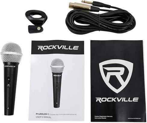 Rockville Wired Pro MIc Kit 1 - ميكروفون معدني متطور + حامل ميكروفون + حقيبة حمل + كابل، أسود in Saudi Arabia