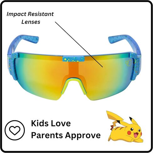 Sun-Staches Pikachu Sports Wrap Sunglasses for Kids, Official Pokémon Arkaid Shades with UV400, One Size Fits Most Kids in Saudi Arabia