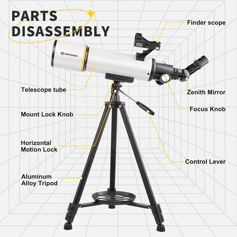 Telescope, Telescope for Adults High Powered, 80mm Aperture 500mm Fully Mult-Coated High Powered Refracting & Red Dot Star Finder System Telescope, with All Metal Tripod/Phone Adapter/Bag in Saudi Arabia