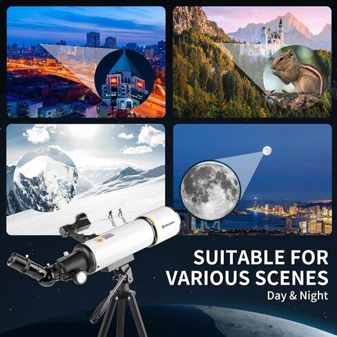 Telescope, Telescope for Adults High Powered, 80mm Aperture 500mm Fully Mult-Coated High Powered Refracting & Red Dot Star Finder System Telescope, with All Metal Tripod/Phone Adapter/Bag in Saudi Arabia