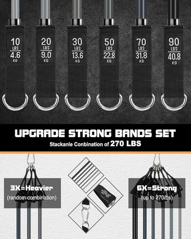 6Pcs Resistance Bands, Workout Bands 270lbs, Exercise Bands with Handles/Door Anchor/Ankle Straps/Bag/Poster for Men, Heavy Resistance Bands for Working Out at Home in Saudi Arabia