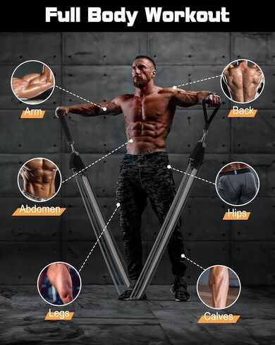 6Pcs Resistance Bands, Workout Bands 270lbs, Exercise Bands with Handles/Door Anchor/Ankle Straps/Bag/Poster for Men, Heavy Resistance Bands for Working Out at Home in Saudi Arabia