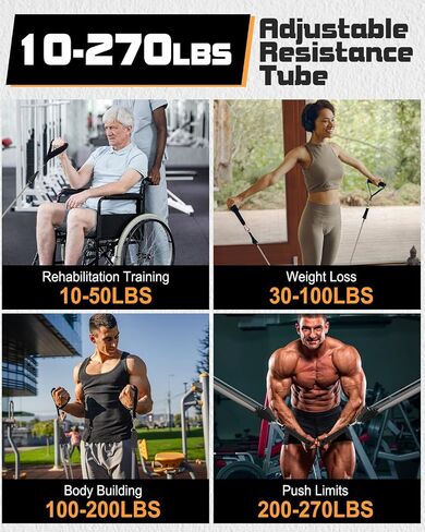 6Pcs Resistance Bands, Workout Bands 270lbs, Exercise Bands with Handles/Door Anchor/Ankle Straps/Bag/Poster for Men, Heavy Resistance Bands for Working Out at Home in Saudi Arabia