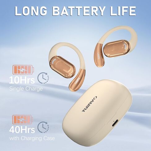 TUINYO True Wireless Ear Hooks, IPX5 Waterproof, Stable One-Step Bluetooth Connection with Long Transmission, 40hrs Longed Standby Time with 10hrs Playtime for Each, Compatible to Different Devices in Saudi Arabia