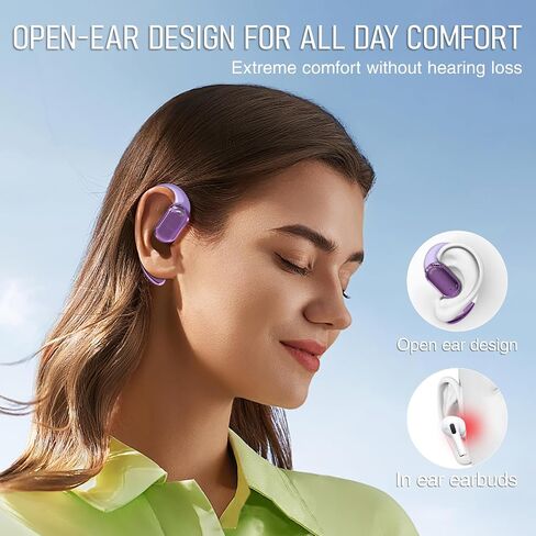 TUINYO True Wireless Ear Hooks, IPX5 Waterproof, Stable One-Step Bluetooth Connection with Long Transmission, 40hrs Longed Standby Time with 10hrs Playtime for Each, Compatible to Different Devices in Saudi Arabia