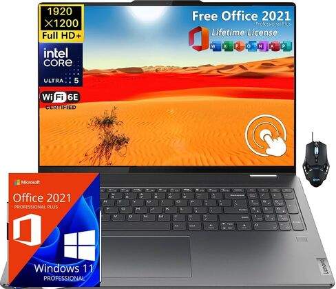 كمبيوتر محمول Lenovo Yoga 7i 2 في 1 للأعمال، مع ترخيص مدى الحياة للمكتب، شاشة لمس 16 بوصة 2K، Intel Ultra 5 125U، ذاكرة وصول عشوائي 16 جيجابايت، 1 تيرابايت SSD، لوحة مفاتيح بإضاءة خلفية، بصمة الإصبع، Wi-Fi 6E، Win 11 Home، مع CEFESFY الفأر in Saudi Arabia