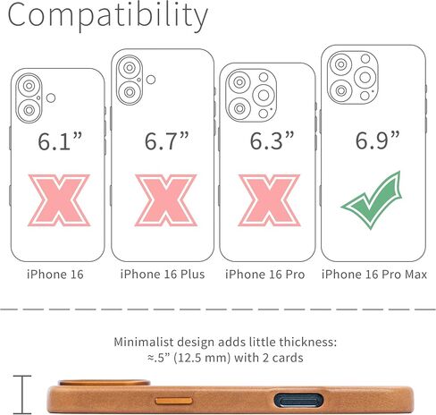 Dockem Genuine Leather Case for iPhone 16 Pro, Compatible with MagSafe (MSGL, Light Brown) in Saudi Arabia