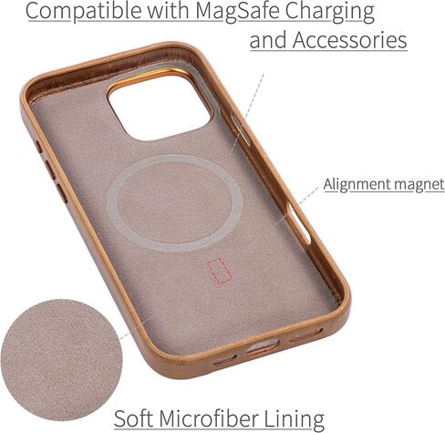 Dockem Genuine Leather Case for iPhone 16 Pro, Compatible with MagSafe (MSGL, Light Brown) in Saudi Arabia