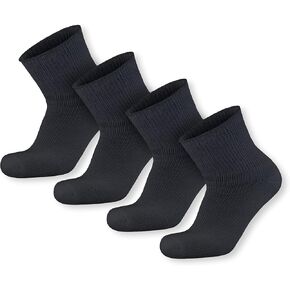 4 pairs Extra Wide Diabetic Cotton Socks, Quarter/Over-the-Ankle Health Socks (Size 10-16)