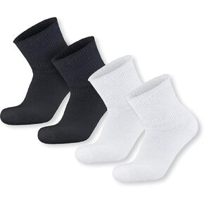 4 pairs Extra Wide Diabetic Cotton Socks, Quarter/Over-the-Ankle Health Socks (Size 10-16)