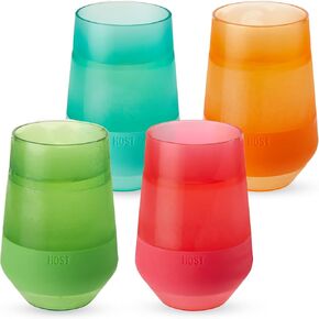 Host Freeze XL Cooling Cup in Double Walled Insulated Freezable Drink Chilling Tumbler with Freezing Gel, 12 Ounces - Set of 4 Vivid Tinted
