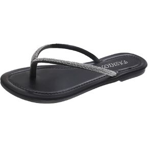 JITUUE Bling Sandals For Women,Clip Toe Glittery Flip Flops Leather Fashion Comfy Flat Sandals Summer Beach Slip On Shiny Shoes