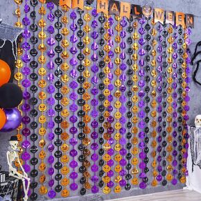Halloween Party Decorations, 2 Pack Nightmare Jack Black White Skeleton Skull Foil Fringe Curtains, 3.3 X 6.6 ft Photo Booth Props Tinsel Backdrop for Halloween Holiday Birthday Party Decor