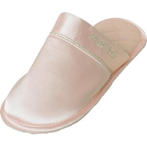 Faux Silk Slippers Soft Lightweight House Slippers Comfy Closed Toe Non-slip Sole Satin Slippers, White
