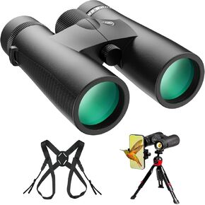 15X45 HD Binoculars for Adults High Powered with Phone Adapter and Tripod, Binocular Harness Strap, IPX7 Waterproof Binoculars for Bird Watching Cruise Ship Travel Hiking Wildlife
