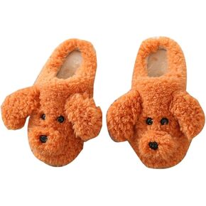 Womens Funny Giraffe Cartoon Slippers Furry Plush Warm Lining Anti-Slip House Shoes Open Toe Lightweight Indoor Outdoor Slippers