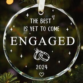 Wedding Gifts for Couples 2024, Crystal First Christmas Married Ornaments, Bridal Shower Gifts for Bride, 1st Christmas as Mr Mrs Gifts for Newlywed with Gift Box