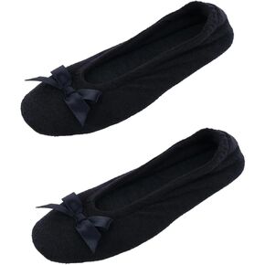 CTM® Women's Terry Ballerina Slipper House Shoe (Pack of 2)