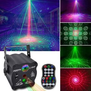 Party Lights Dj Disco Lights, Blue Laser Lights Patterns Projector, Sound Activated with Remote Control for Parties Decorations, Stage Rave Lights for Dance Karaoke