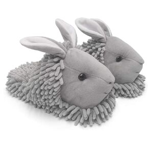 ofoot Womens & Childrens Cute Warm Fuzzy House Slippers Adult Furry Animal Shoes Non Slip Rubber Sole,Monkey Rabbit Koala Fox Owl Cat Lion Bunny Gorilla (Grey Bunny,US 8-10