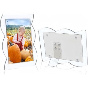 1 PACK 4 x 6 Picture Frame，Scalloped Photo Frame with Removable Magnetic Stand, Magnetic Picture Frames for Refrigerator or Desk