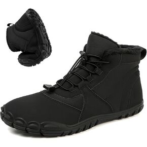 Barefoot Snow Boots for Men's Women's Winter Warm Waterproof Zero Drop Comfortable Cold-Proof Fleece Lining Wide Toe Sneakers Ankle Booties for Hiking Walking Outdoor Unisex