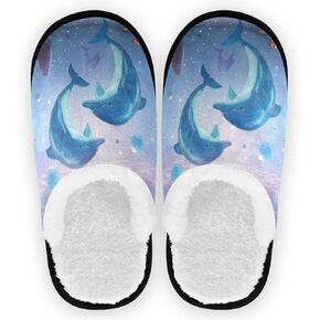 visesunny Lovable Dolphin Ocean Cozy Fuzzy Womens Memory Foam House Slippers Plush Fleece Indoor Outdoor Slipper