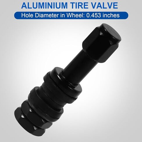 TR33E/VS33 Black Tubeless Metal Clamp-in Valve Stems, 0.453 inch/11.3mm+0.4mm, Length 33mm, Aluminum Alloy, Pack of 5 in Saudi Arabia