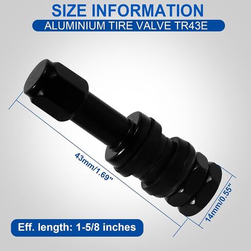 TR33E/VS33 Black Tubeless Metal Clamp-in Valve Stems, 0.453 inch/11.3mm+0.4mm, Length 33mm, Aluminum Alloy, Pack of 5 in Saudi Arabia