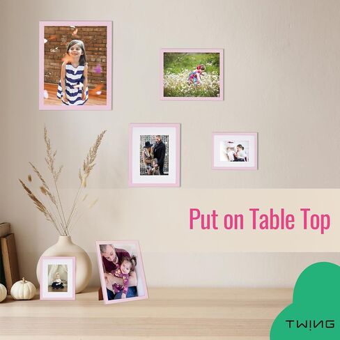 TWING 8x10 Pink Picture Frames Set of 3,Tabletop Photo Frames with Mat for Gallery Wall Decor, Hanging Horizontal/Vertical Display in Saudi Arabia