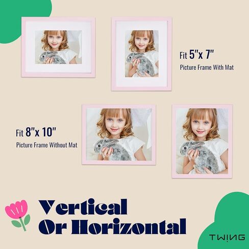 TWING 8x10 Pink Picture Frames Set of 3,Tabletop Photo Frames with Mat for Gallery Wall Decor, Hanging Horizontal/Vertical Display in Saudi Arabia