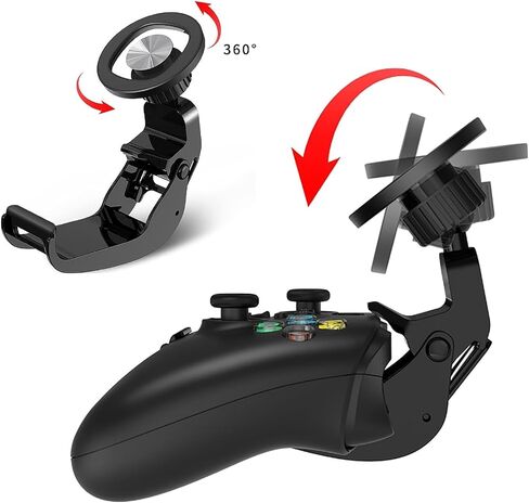 PS5 Controller Phone Mount – Adjustable Mobile Phone Holder Clip for Playstation 5 Dualsense, Magnetic Gaming Clip for iPhone & Android – Ergonomic Design, Ultra-Strong Magnets, 360° Rotation – Black in Saudi Arabia
