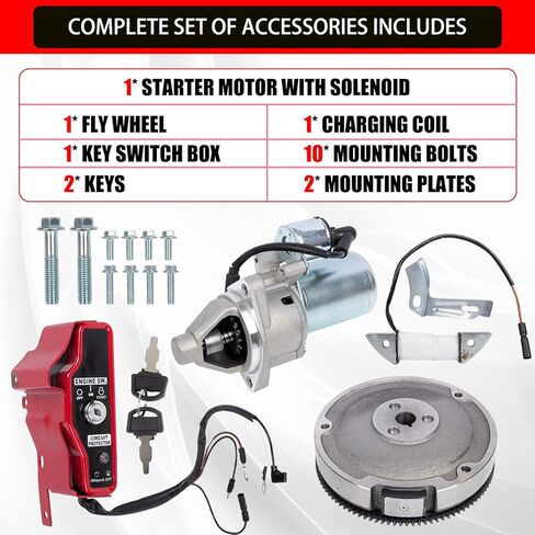 RANSOTO مجموعة محرك البدء الكهربائي دولاب الموازنة مجموعة مفاتيح الإشعال متوافقة مع Honda GX160 GX200 والمزيد 2 ~ 3KW 5.5HP 6.5HP 4 محركات السكتة الدماغية 212cc محرك غير هيمي in Kuwait