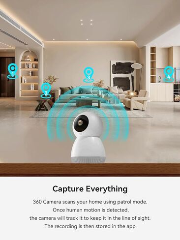 WiFi Indoor Security Camera, Pet Camera with Phone APP, Pan/Tilt Wireless Cameras for Home Security 360, Smart Camera with Motion Detection, 2-Way Audio, Siren,Work with Alexa (not SD Card) in Saudi Arabia