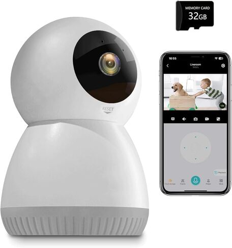 WiFi Indoor Security Camera, Pet Camera with Phone APP, Pan/Tilt Wireless Cameras for Home Security 360, Smart Camera with Motion Detection, 2-Way Audio, Siren,Work with Alexa (not SD Card) in Saudi Arabia