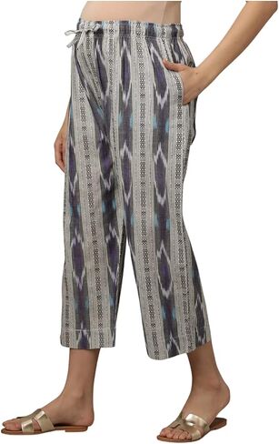 The Mom Store Women's Maternity Bottoms | Cotton | Maternity Ikat Pants | Pre and Post Pregnancy | Comfortable | Prussian XX-Large Multicolour in Saudi Arabia