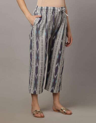 The Mom Store Women's Maternity Bottoms | Cotton | Maternity Ikat Pants | Pre and Post Pregnancy | Comfortable | Prussian XX-Large Multicolour in Saudi Arabia