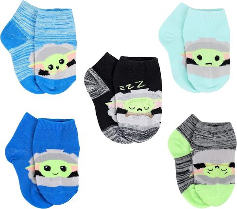 STAR WARS Toddler Boy's 5 Pack The Mandalorian Baby Yoda Quarter Socks, Bright Blue, 2-4T in Saudi Arabia