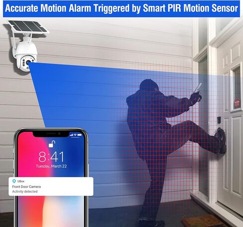 Security Cameras Wireless Outdoor Solar Battery Powered, WiFi Wireless Security Camera 1080P, 15600mAh Battery Capacity, Motion Detection, Color Night Vision,2-Way Audio, Cloud/SD Slot in Kuwait