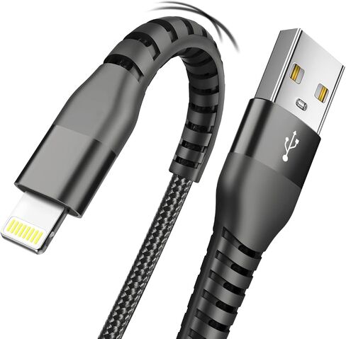 كابل شاحن ZZT 4 قطع بطول 6 أقدام متوافق مع كابل Lightning سلك شحن USB مضفر من النايلون عالي السرعة متوافق مع Apple Mfi-Certified iPhone 15 14 13 Pro Max/12/11 Pro/XS/XR/X/8/7/6/iPad (فضي) ) in Kuwait
