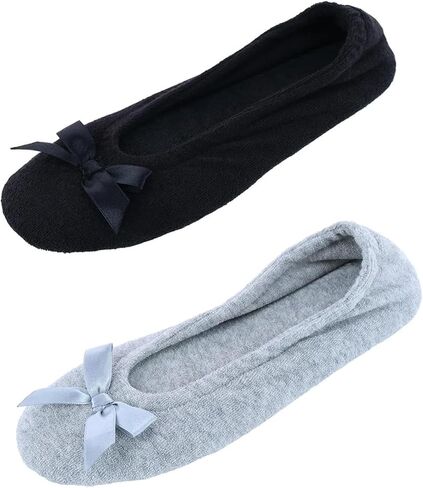CTM® Women's Terry Ballerina Slipper House Shoe (Pack of 2) in Saudi Arabia