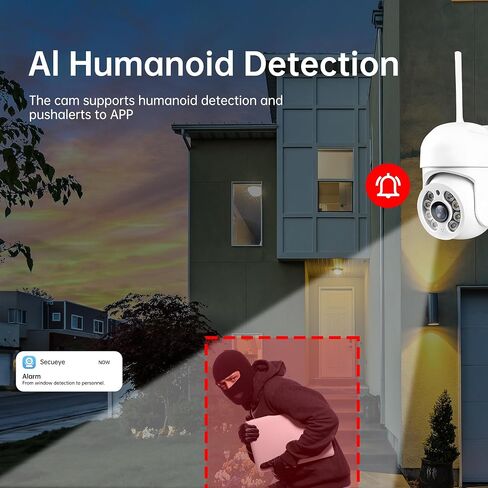 SECUEYE APP 2MP كاميرا على شكل قبة واي فاي 2.4 جيجا هرتز 5 جيجا هرتز عموم/إمالة/تكبير تتبع تلقائي اللون البشري IP65 مقاوم للماء 24/7 تسجيل أمان خارجي (2 ميجابكسل) in Saudi Arabia
