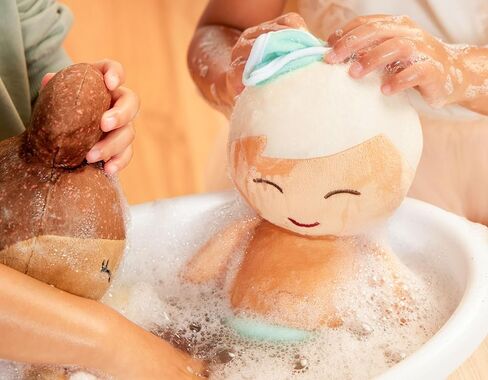 LullaBaby - دمية طفل للاستحمام مقاس 35.56 سم - شعر بني فاتح - جسم قطيفة ناعم للعب في الماء الحقيقي - ألعاب الحوض - للأطفال من عمر سنتين فما فوق - دمية حمام - طفل رضيع in Kuwait