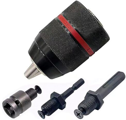 مثقاب بدون مفتاح معدني عالي التحمل 1/2 بوصة - 20UNF Mount 1 ~ 13 مم مع ساق SDS-Plus 1/4 بوصة ساق سداسية 1/2 بوصة محول أنثى مربع يناسب المطرقة الدوارة / مفتاح الربط / مفك البراغي in Saudi Arabia